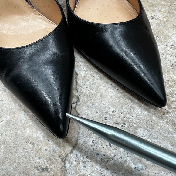 Gianvito Rossi Black Leather Pointed Toe Pumps Stiletto Heels 39.5 Made in Italy - Picture 9 of 16